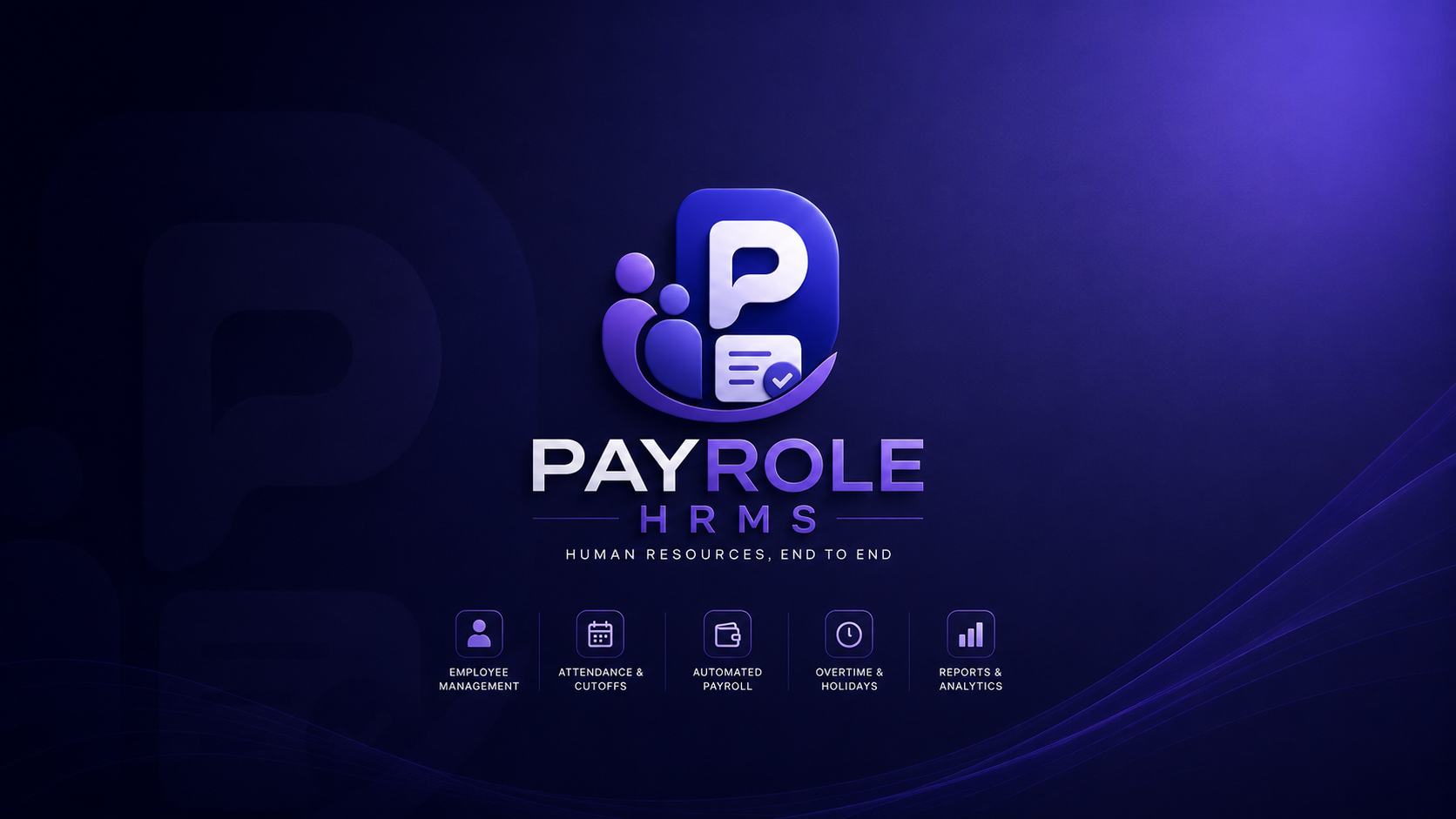 PayRole HRMS title screen: human resources, end to end